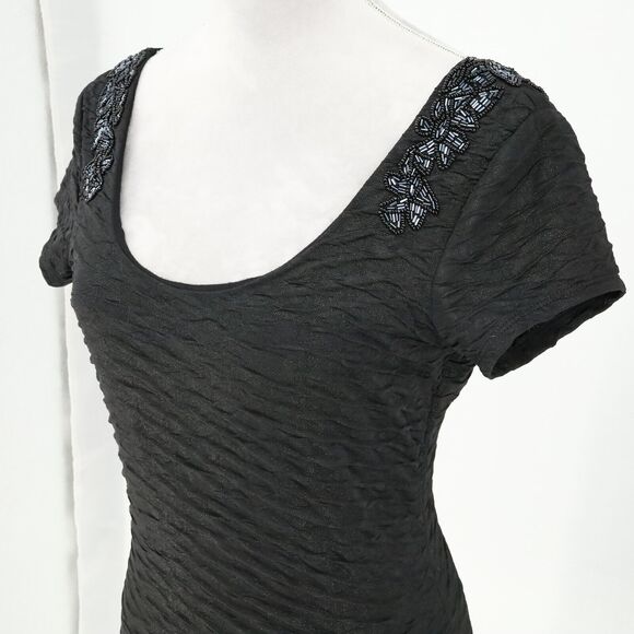 Free People Dress Womens Small Black Beaded Stretch Knit Open Back Fitted Lbd - Picture 8 of 15